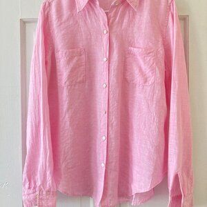 Lily Pulitzer Pink 100% Linen Long Sleeve Button Down Shirt